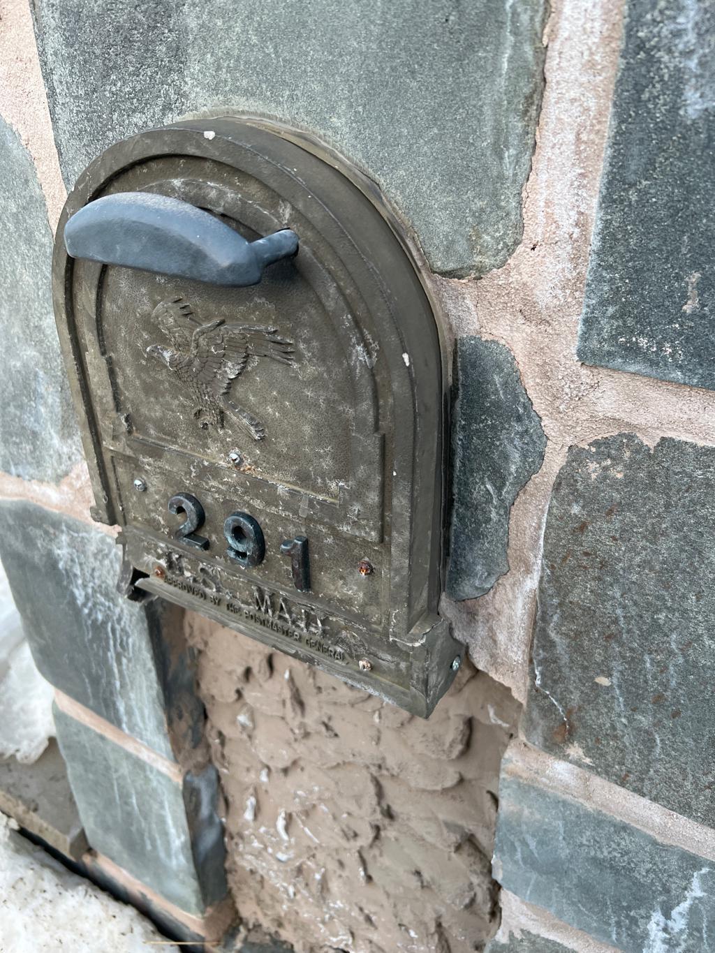 Design 5 replacement mailbox door installed