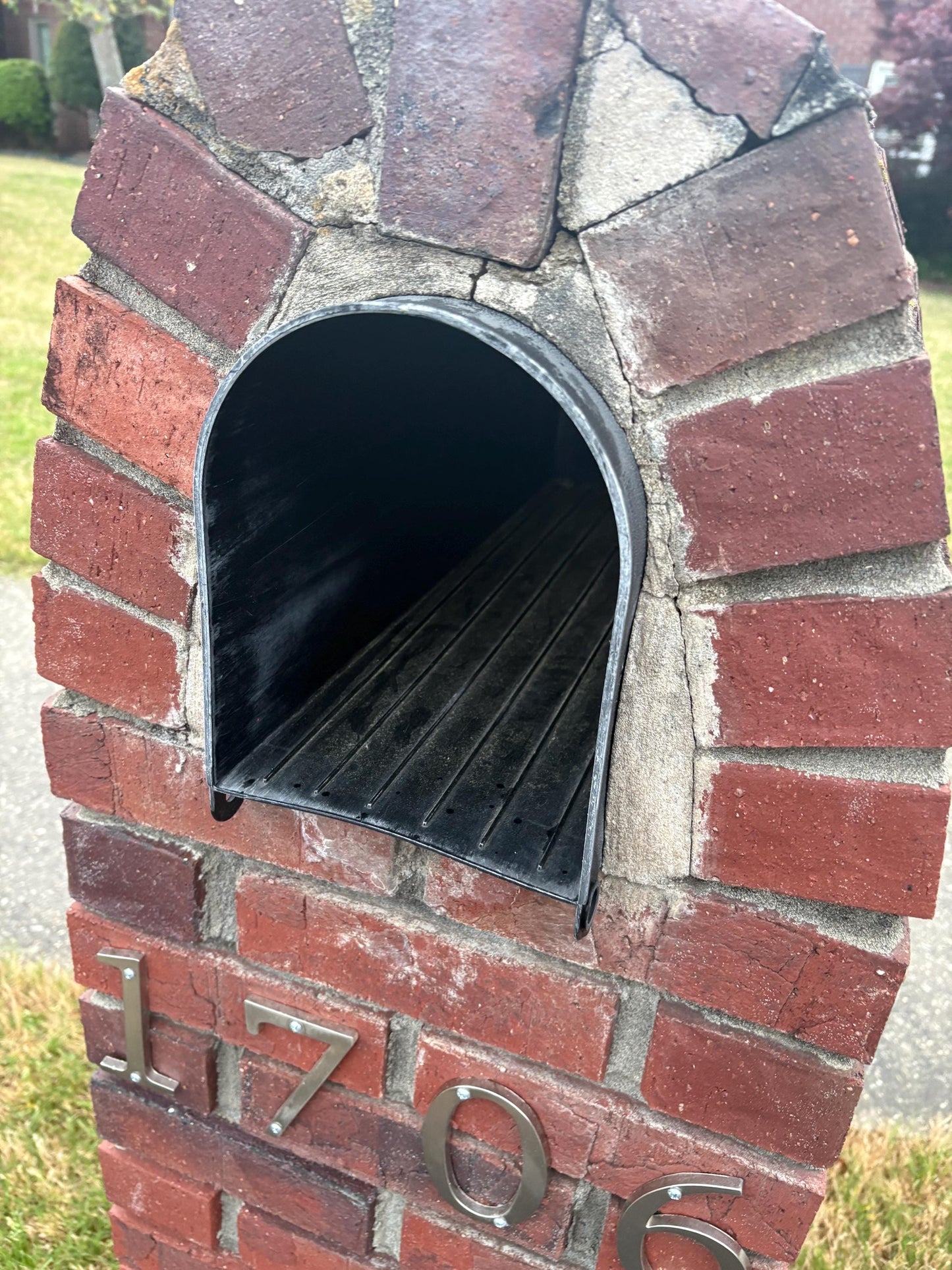 Design 8 replacement mailbox door installed