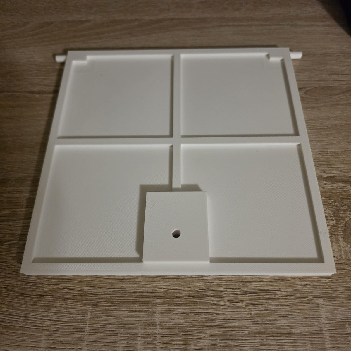 New 3D printed square replacement door, back with latch mount