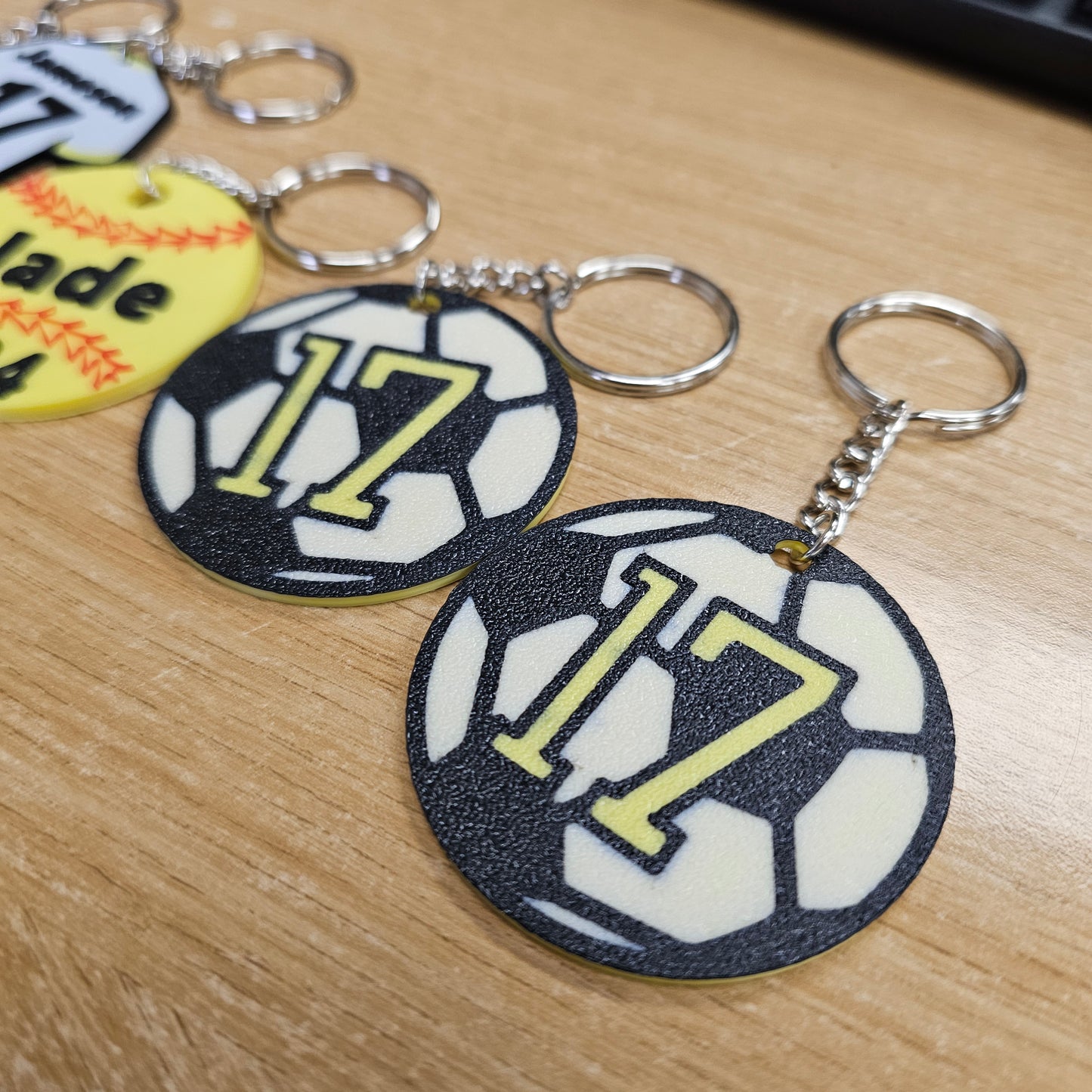 Personalized Sports Keychains – 3D Printed Custom Jersey & Ball
