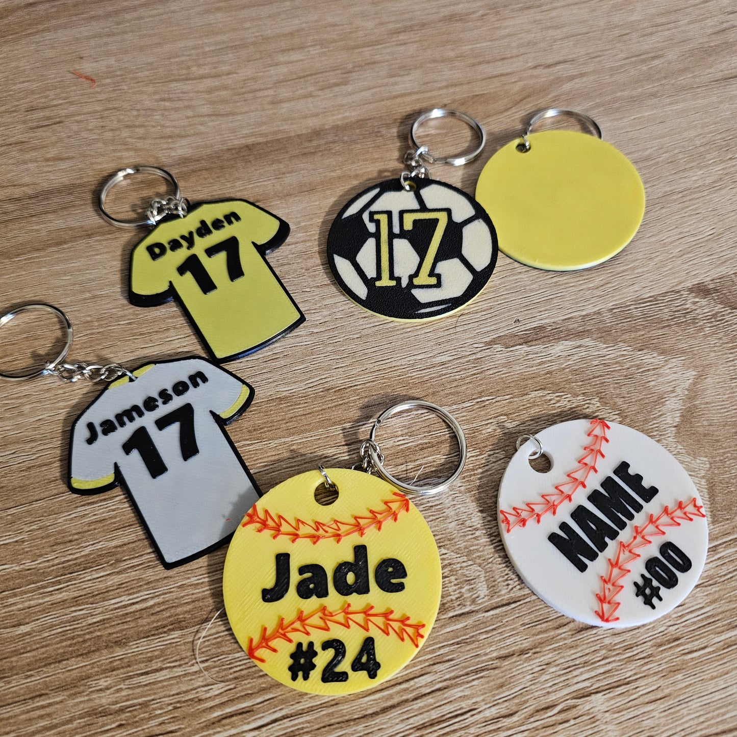 Personalized Sports Keychains – 3D Printed Custom Jersey & Ball
