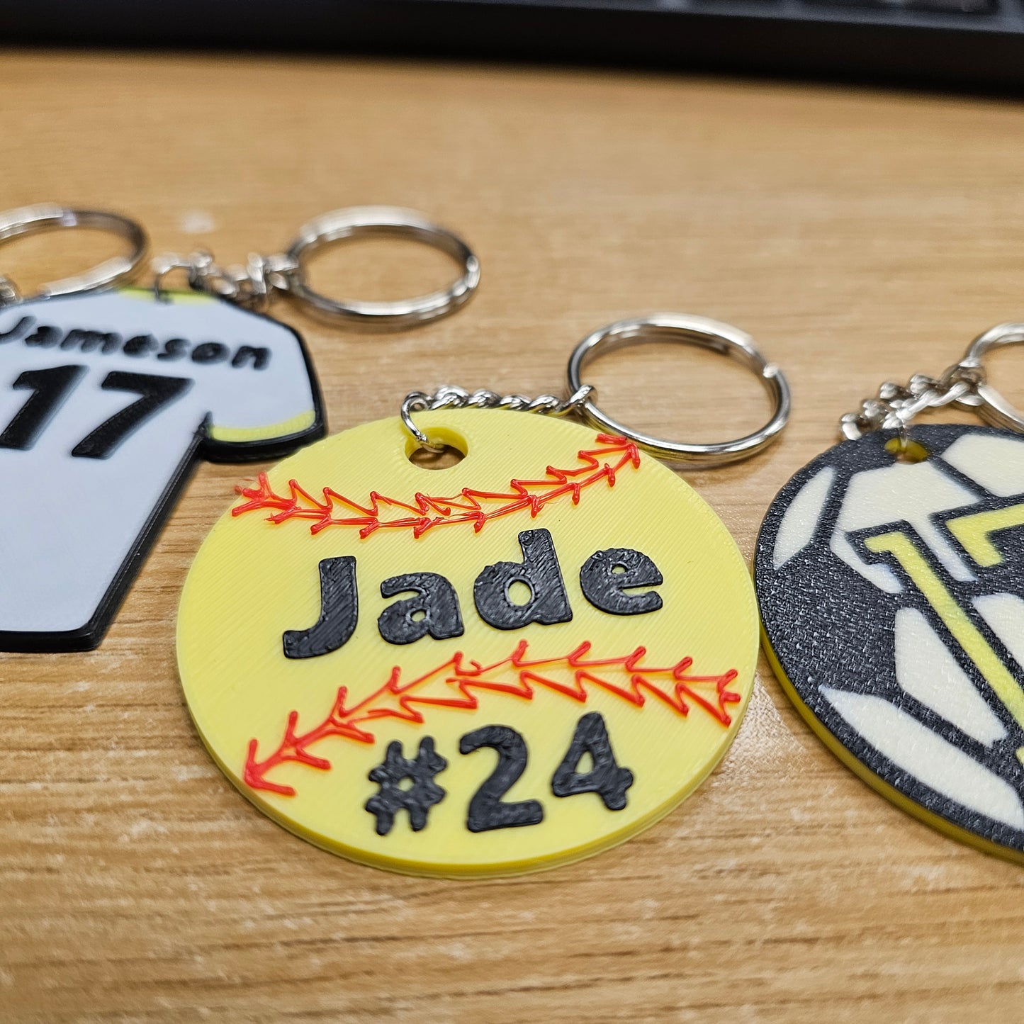 Personalized Sports Keychains – 3D Printed Custom Jersey & Ball