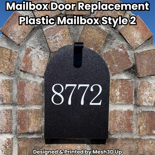 Replacement Door for Plastic Mailbox – Style 2 – Front Options: Plain, Text, or Decorative Figure (Copy)