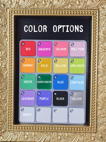 Color options chart with 17 filament colors