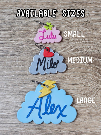 Cloud pet tag available sizes: small, medium, large