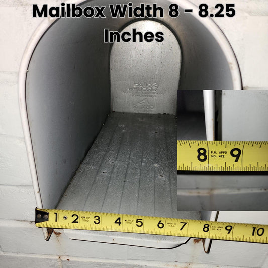 Medium metal mailbox opening measured about 8.25 inches wide