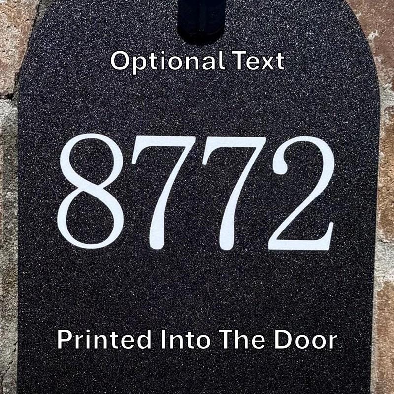 Optional custom text printed into the door, shown with house number 8772