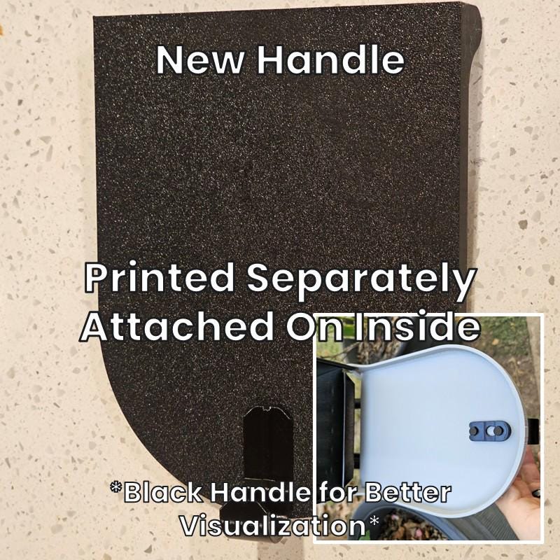 New handle, printed separately and attached on the inside of the door