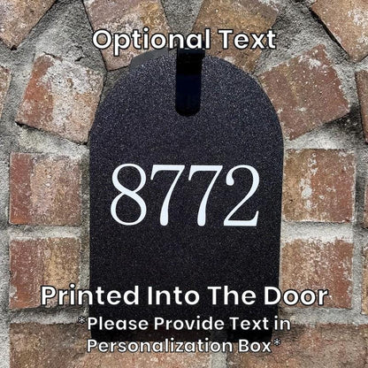 Optional custom text printed into the door, shown with house number 8772