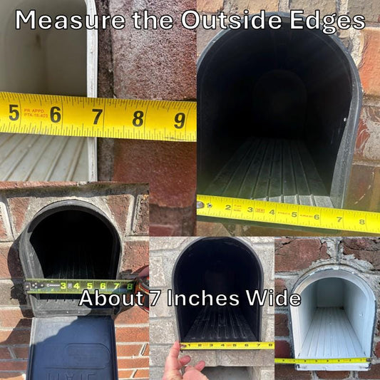Measuring the width of a Design 4 mailbox at the outside edges