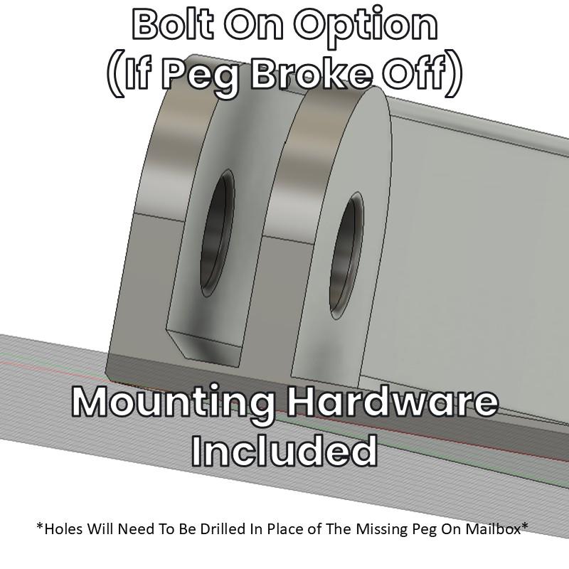 Bolt-on option if a peg broke off, with mounting hardware included