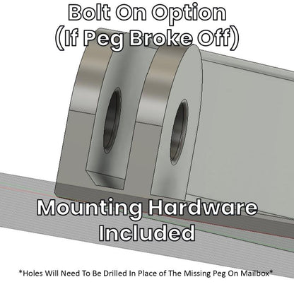 Bolt-on option if a peg broke off, with mounting hardware included