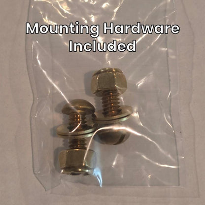 Brass bolts, nuts and washers included for bolt-on mounting