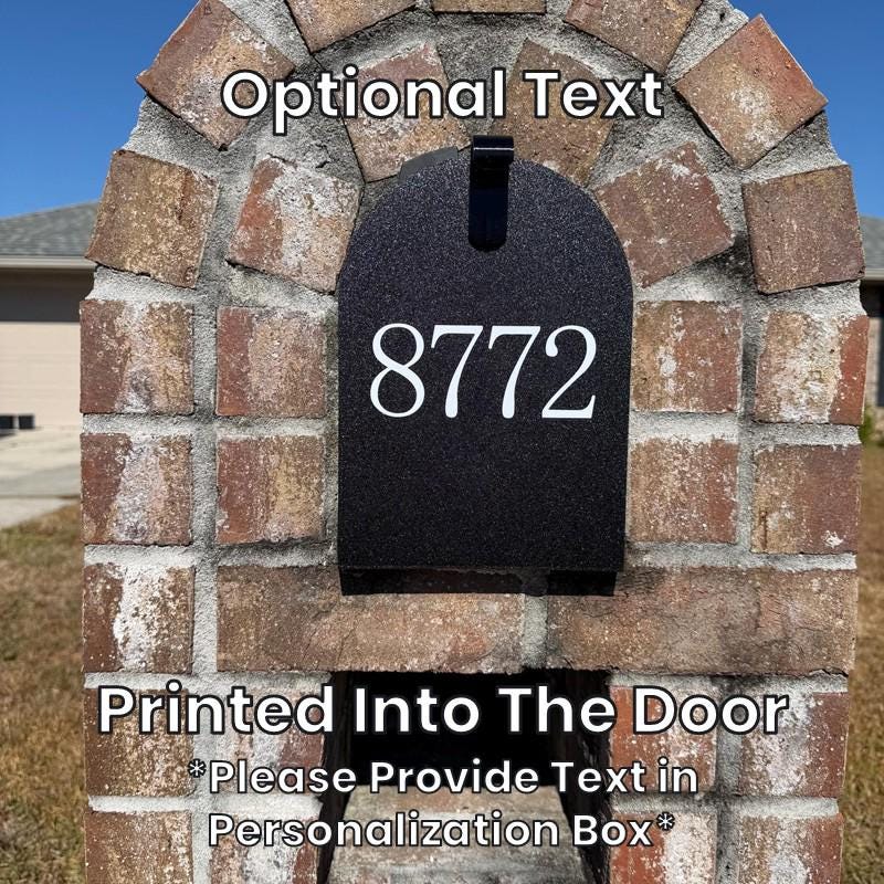 Replacement mailbox door with custom printed house number