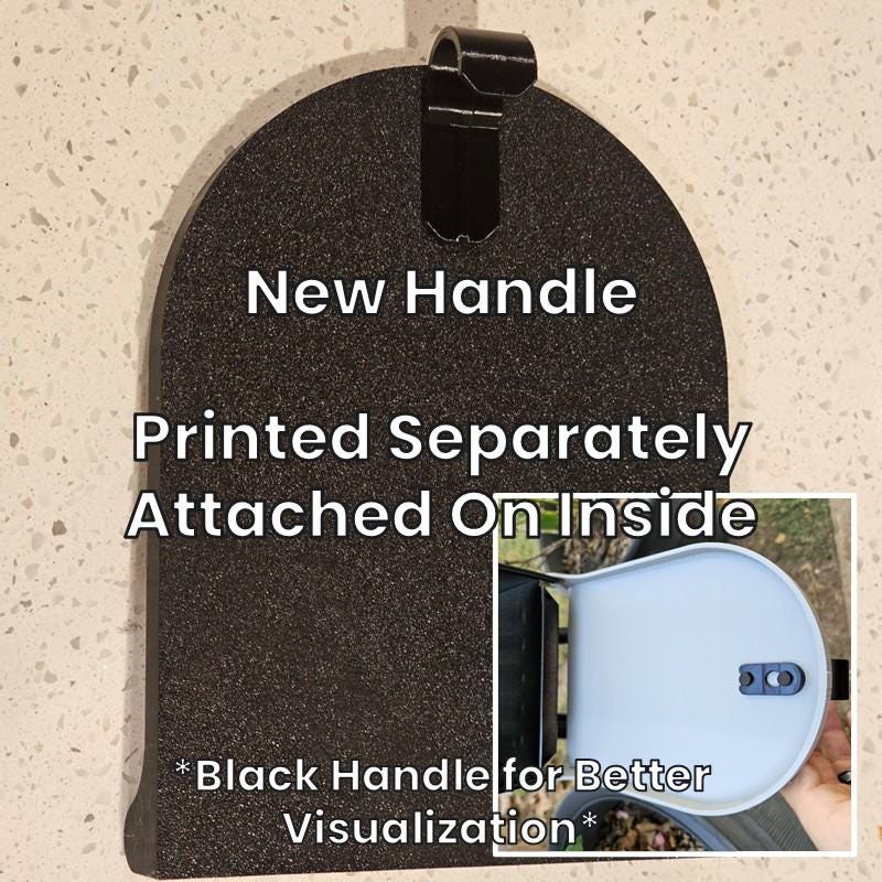New handle, printed separately and attached on the inside of the door