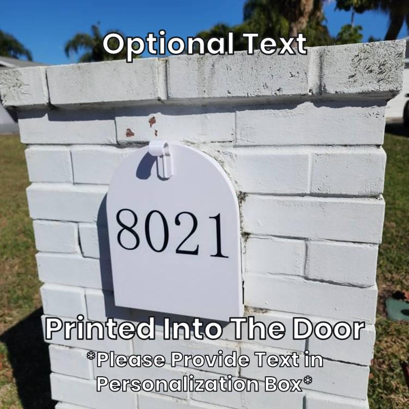 Optional custom text printed into the door, shown with house number 8021