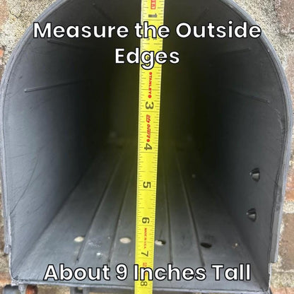 Design 11 plastic mailbox measured about 9 inches tall at the outside edges