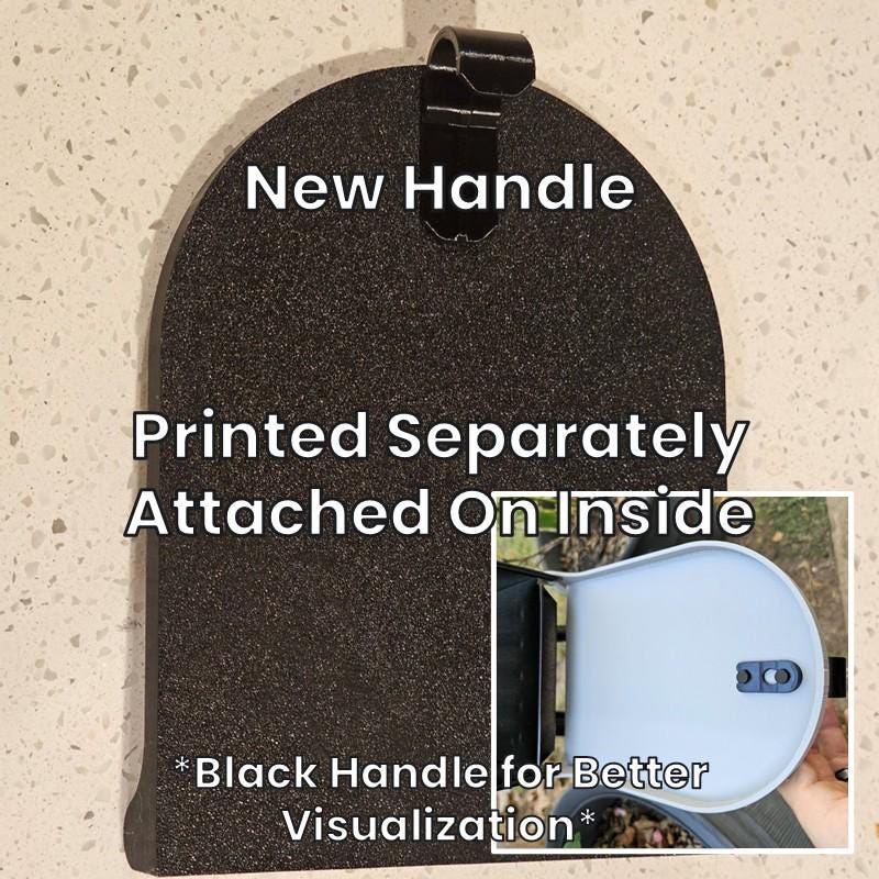 New handle, printed separately and attached on the inside of the door
