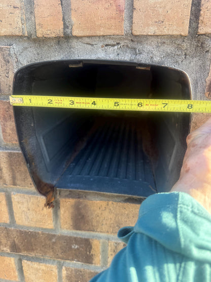 Square metal mailbox opening width measurement at the top