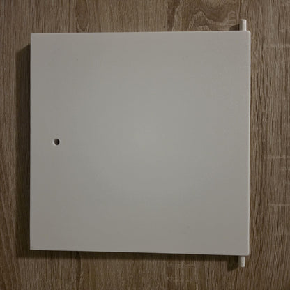 New 3D printed square replacement door, front, with handle hole and hinge pins