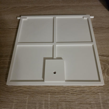 New 3D printed square replacement door, back with latch mount