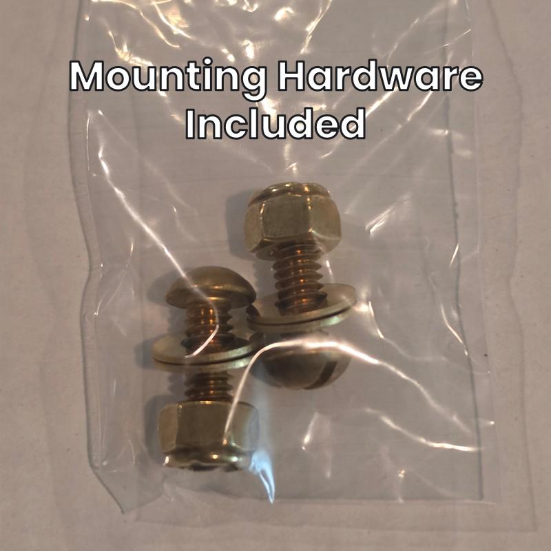 Mounting hardware included: brass bolts, nuts and washers