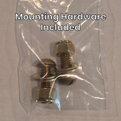 Mounting hardware included: brass bolts, nuts and washers