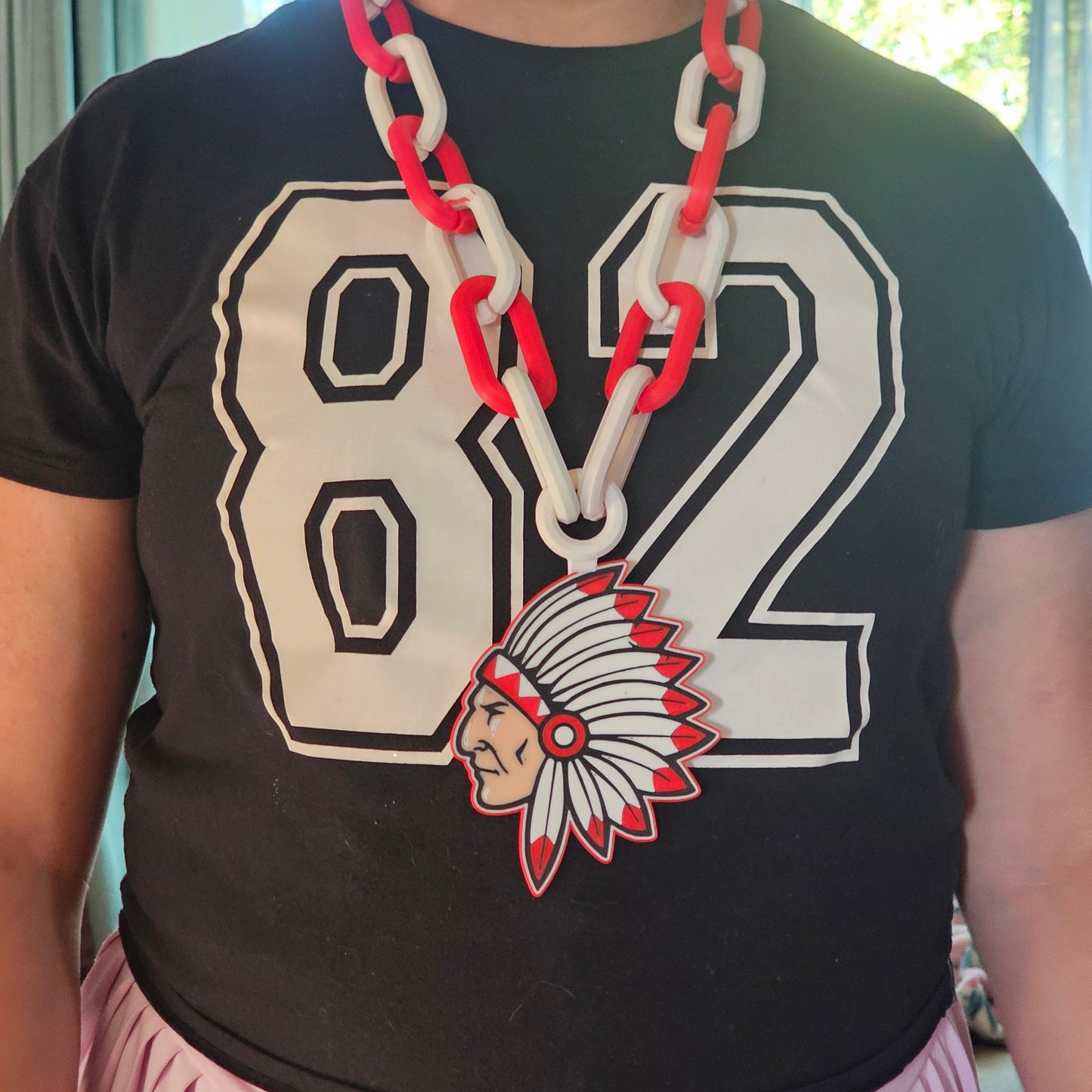 Kingston Redskin Head Hype Chain – 3D Printed School Spirit Necklace